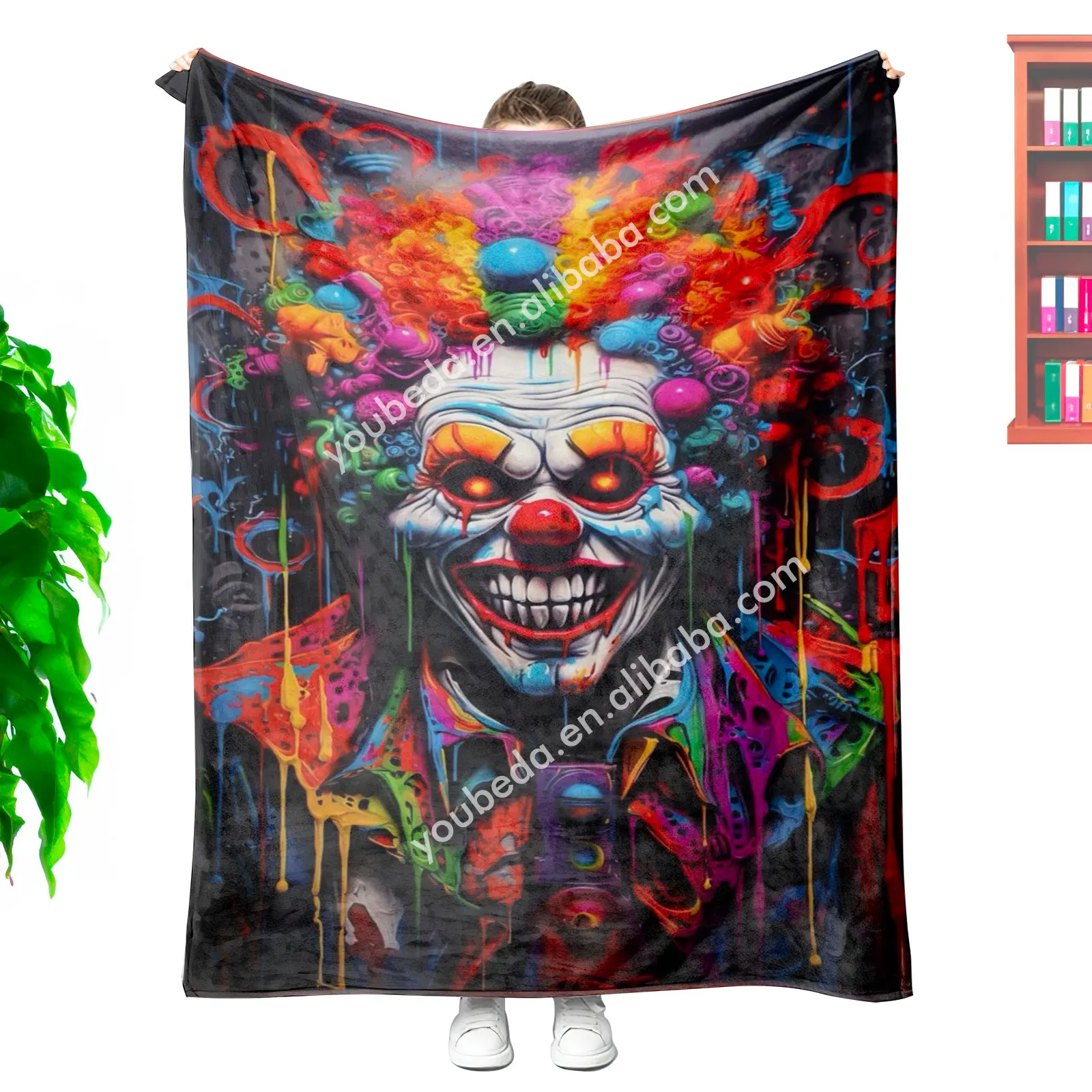 high quality custom name printing halloween scary character horror movie watching heavy queen size plush Blanket