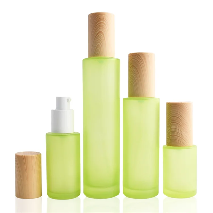 business trip 15ml 30ml 50ml Spray Bottles Empty Frosted Glass Lotion Spray Bottles Cosmetic Container Jar Vials with Bamboo Lid