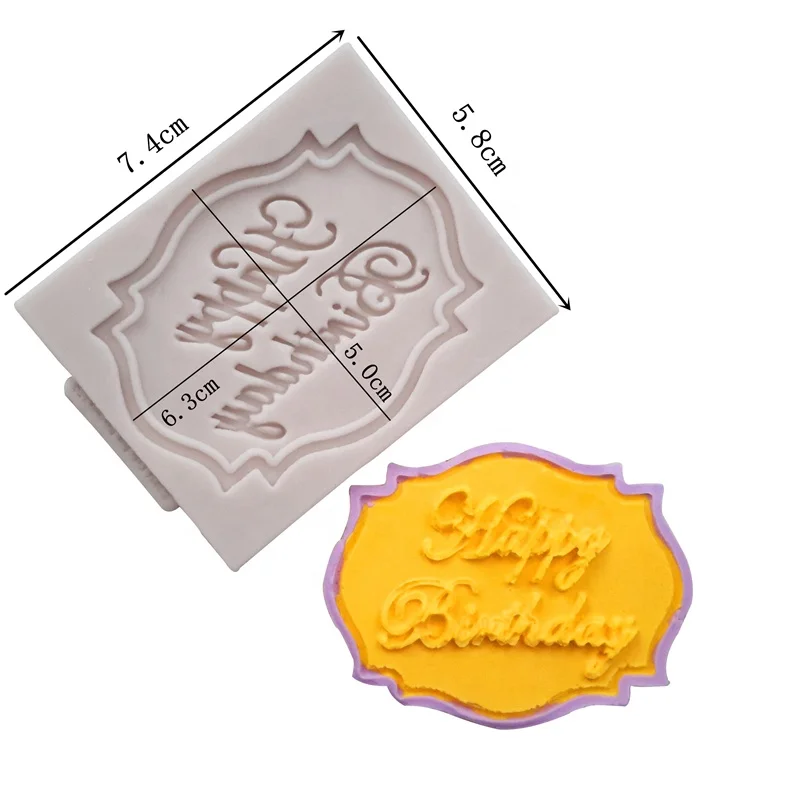 Happy Birthday Cake Fondant Silicone Mold Chocolate Decoration Tools