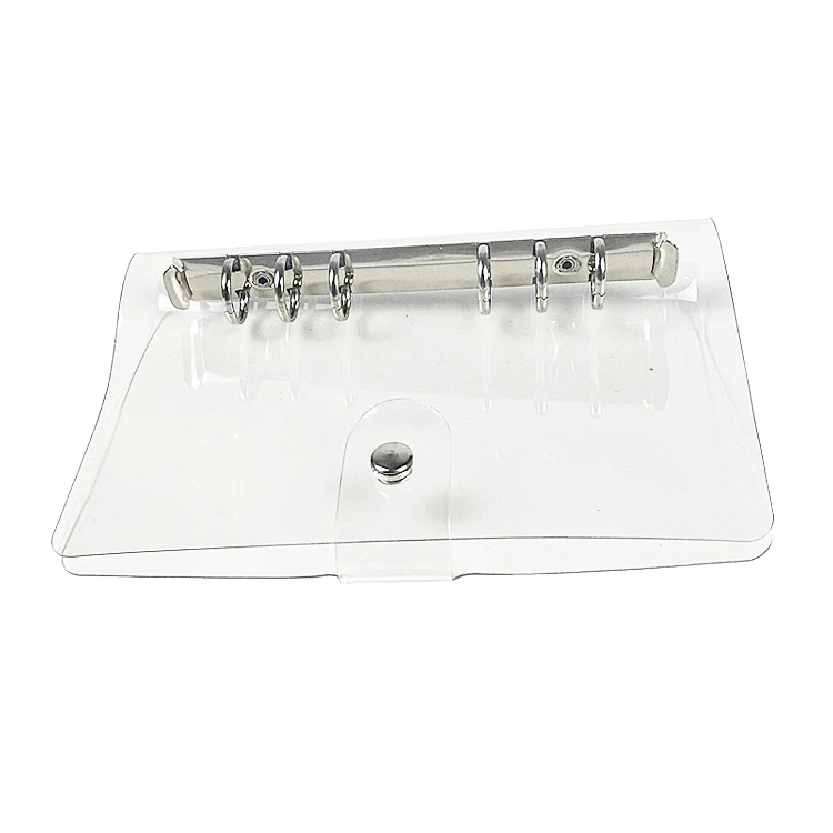 Cheap A5 Ring Binder hologram transparent pvc notebook with metal button closure