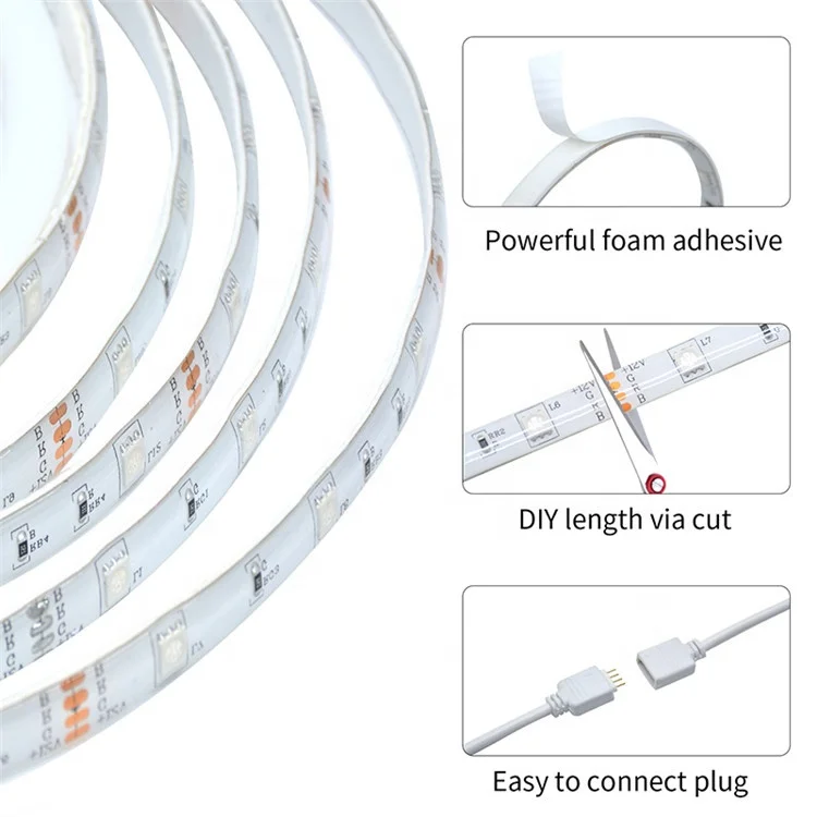 
Hot Selling Outdoor 5m 10m Flexible Decoration Led Strip Light RGB SMD 5050 Ip65 Waterproof 12v Flex Led Strip Light 