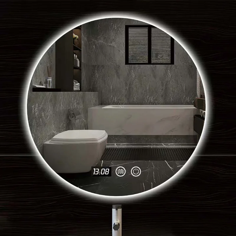 luxury wall mount 3000k 4000k 6000k light anti-fog 3 lights round bathroom led mirror