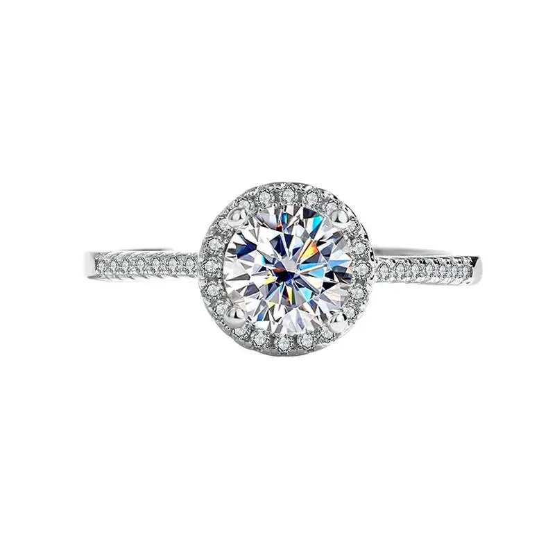Pass Tter Moissanite Ring S925 Sterling Sier Card Home - Carat Round Paa Wedding Manufacturers Direct Sal