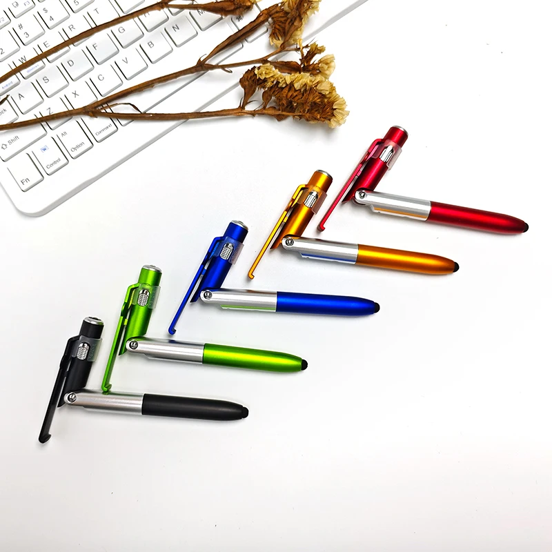 P4805custom Ballpoint Pen High Quality Plastic LED Light Touch Screen Phone Holder 1.0mm Writing Pens Custom Ball