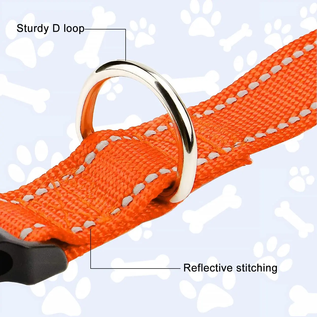 Custom Pet Supplies Christmas Halloween Adjustable Reflective Nylon Dog Neck Collar with Buckles