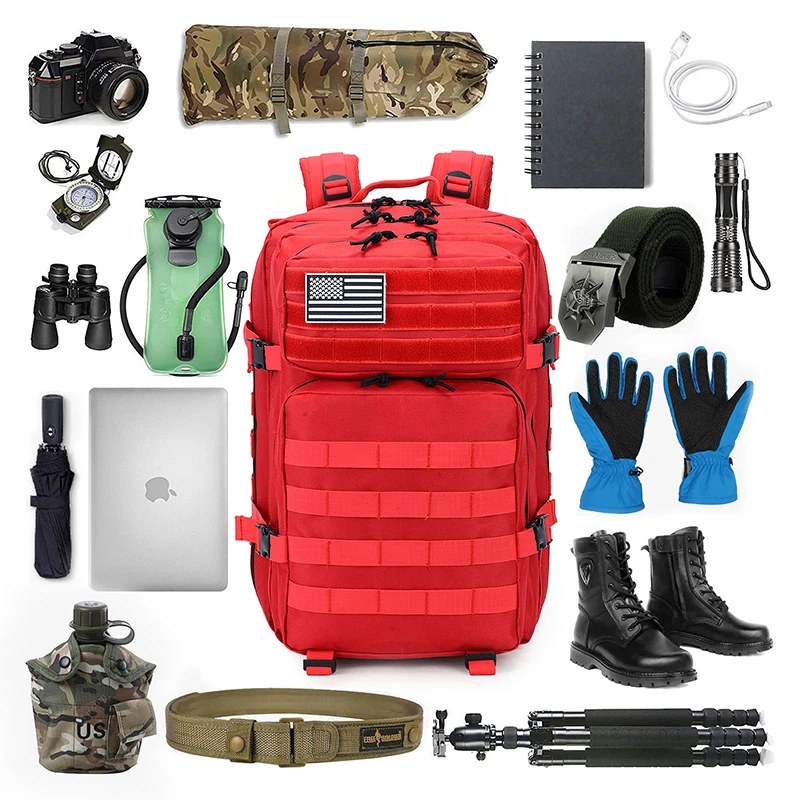 Durable Camouflage Outdoor Survival Camping Hiking Backpacks 45L MOLLE System Tactical Backpack
