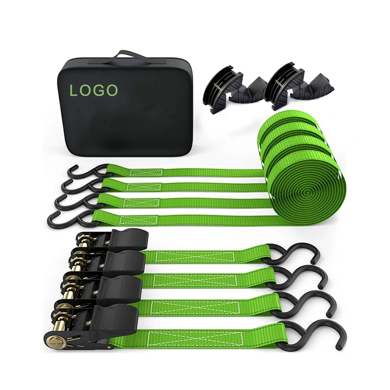 Printed Polyester Ratchet straps 4 Pack 25mm 3m 600kg plastic corners trucks  ratchet straps