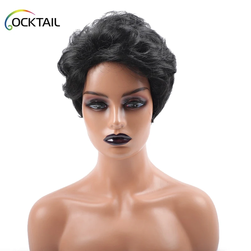 Short Silky Straight Wave Synthetic Wigs Kanekalon Fiber Different Colors Synthetic Wigs In Stock