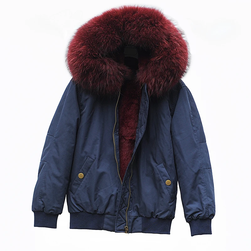 CX-G-P-06N Winter Warm Rex Rabbit Fur Lined Bomber Jacket Women