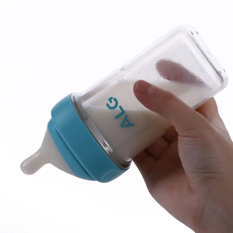 Portable multifunctional anti bloating wide caliber baby feeding bottle square baby food storage bottle