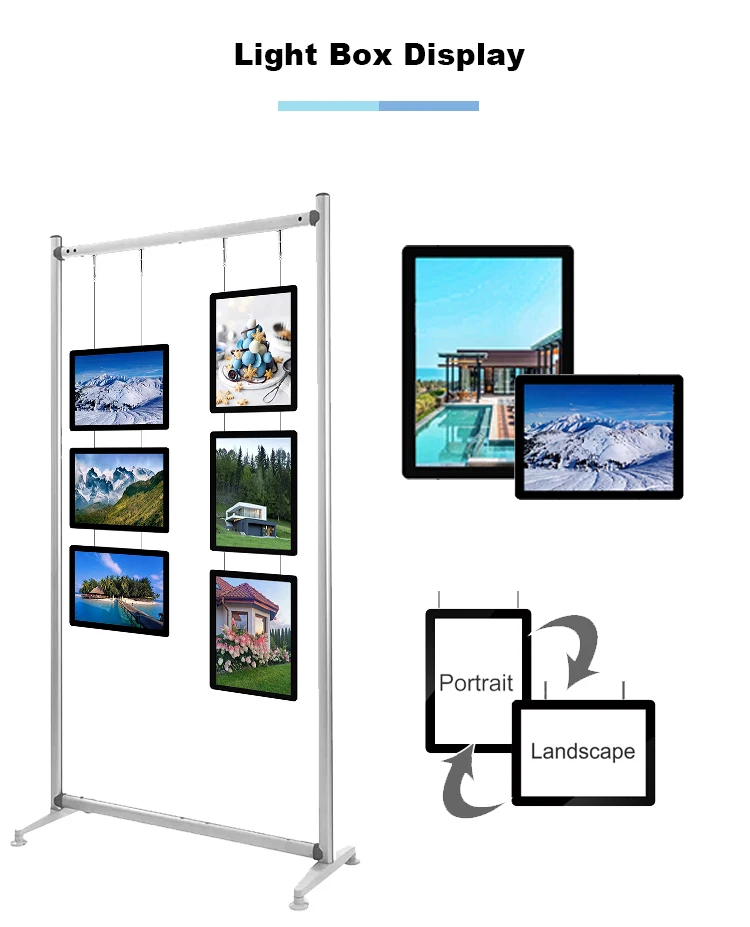 Hanging Illuminated Light Box System Led Real Estate Window Display Double/Single Sided Led Poster Light Box