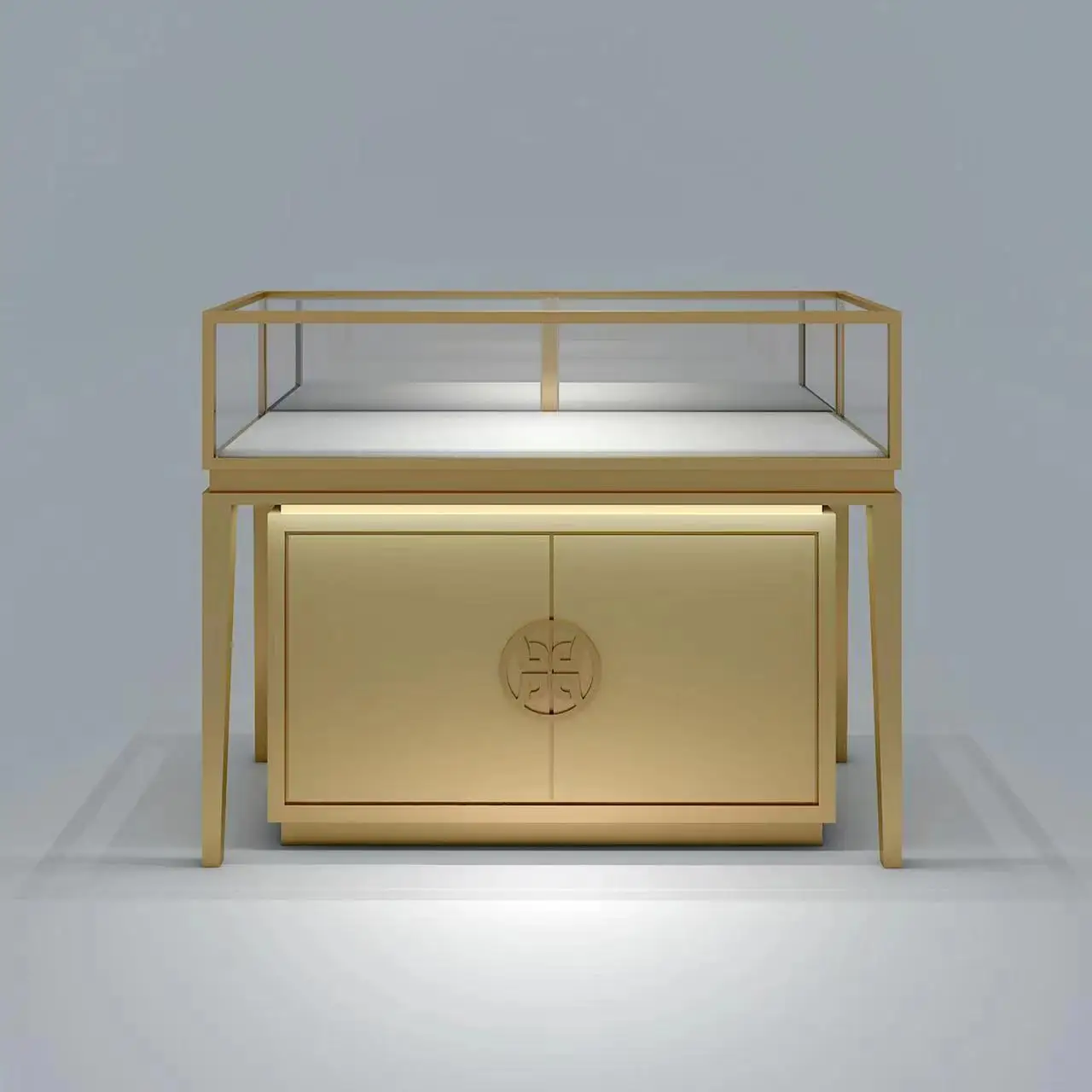 Factory directly sell wood stainless steel glasses stock jewelry display showcase