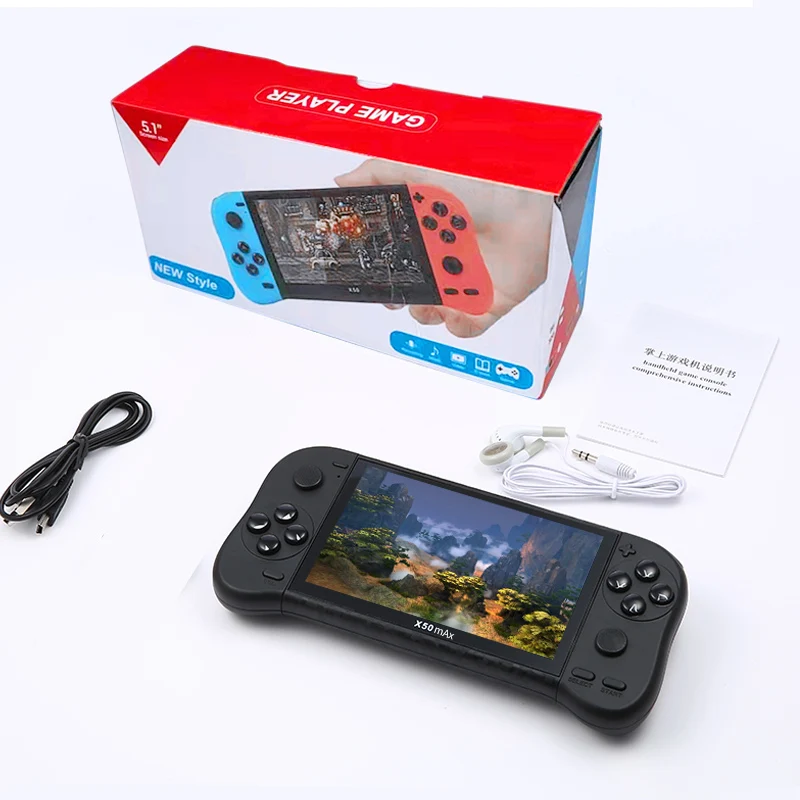 Портативный игровой плеер X50 Max с экраном 5 1 дюйма портативная игровая консоль для видео Классическая в стиле ретро