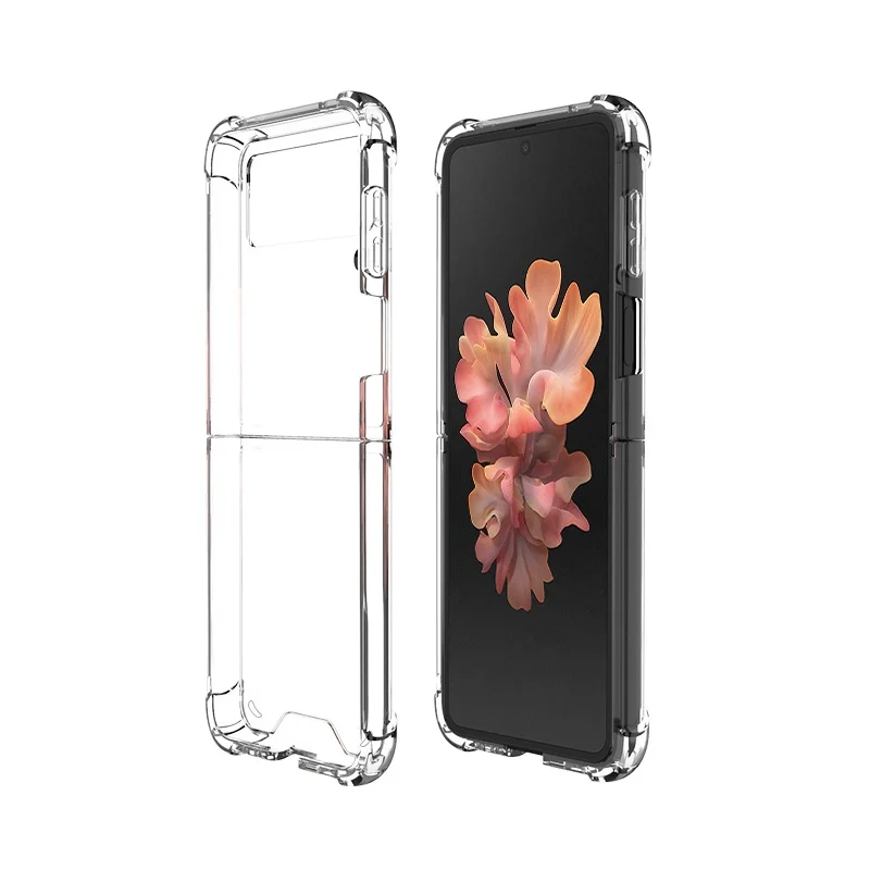 Прозрачный чехол для Samsung Galaxy Z Flip 3, мягкий ТПУ + PC, четыре угла, взрывозащищенный защитный чехол для Galaxy Z Flip Case