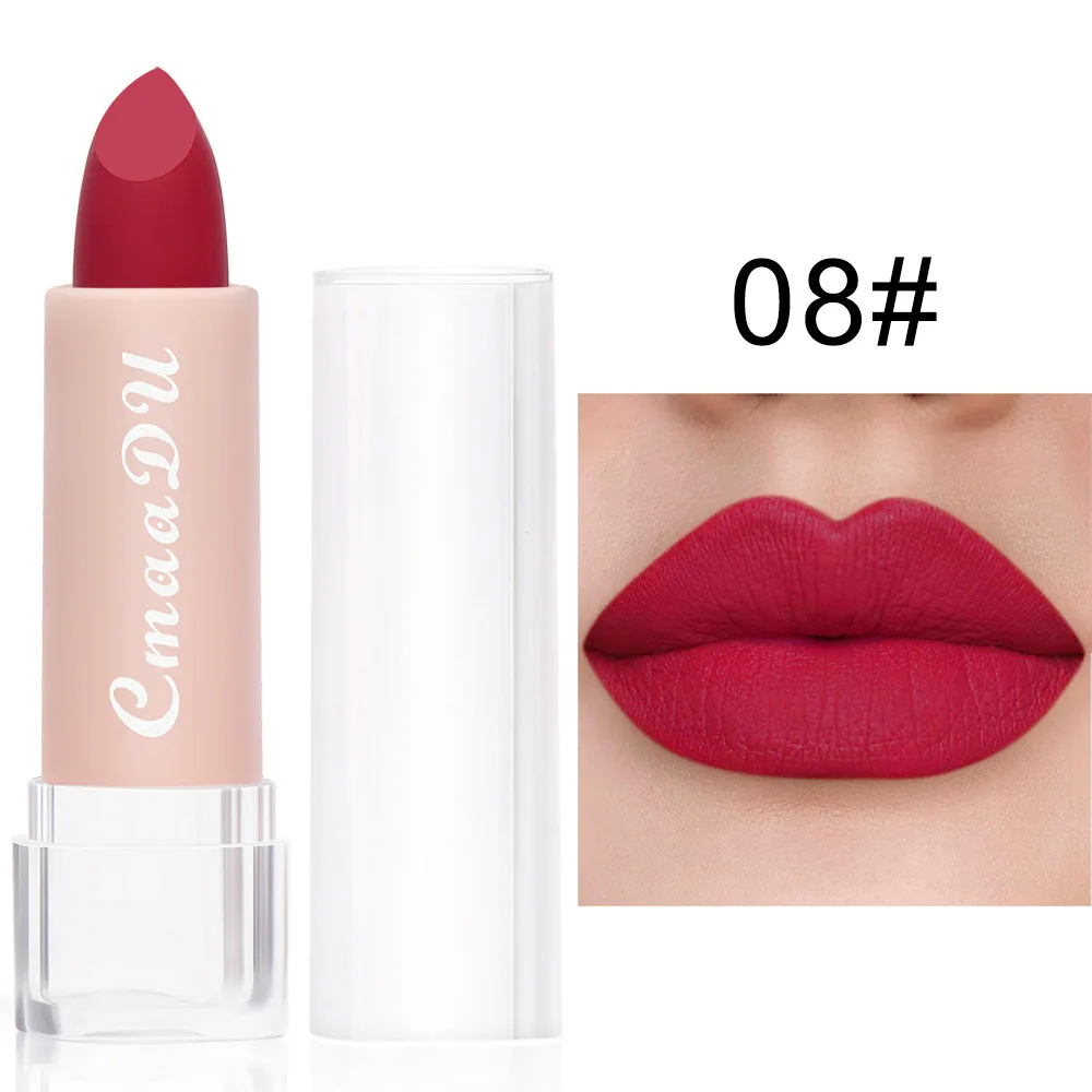 New Fashion Long Lasting Vegan Cosmetic Lipstick Kiss Proof Pink Tube Velvet Matte Lipstick for Girls