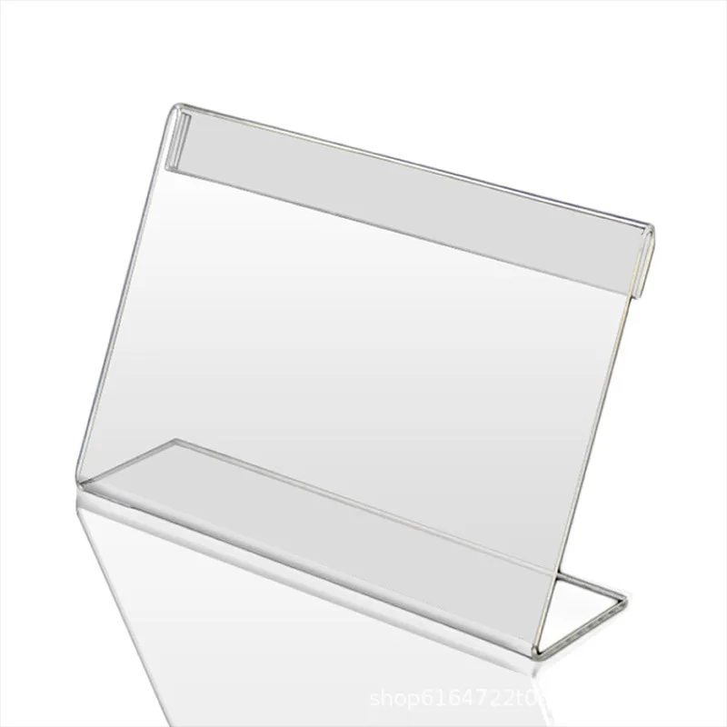 Acrylic magnetic price tag label holder stand declining desk sign Info card display picture photo frame name table top