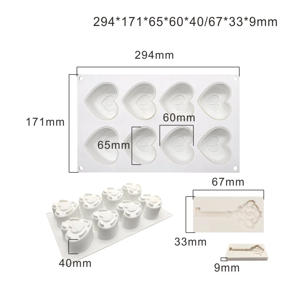 Heart Shape Silicone Molds Non-stick Chocolate Candy Molds Silicone Baking Molds for Fondant Pudding