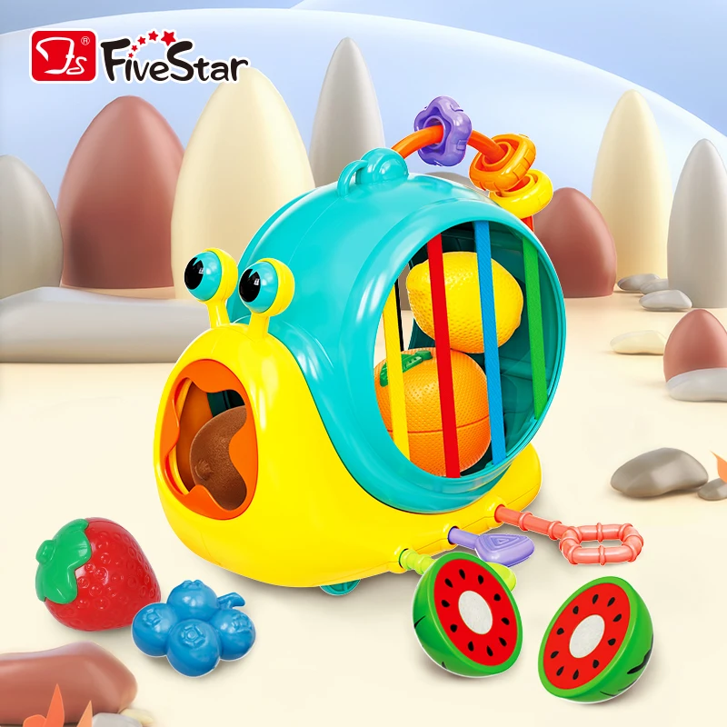 FiveStar Snail Pulling String Car Sorting Food Set Educational Children Toys for Kids Fruit Cutting Food Toy for Baby Boys Girls