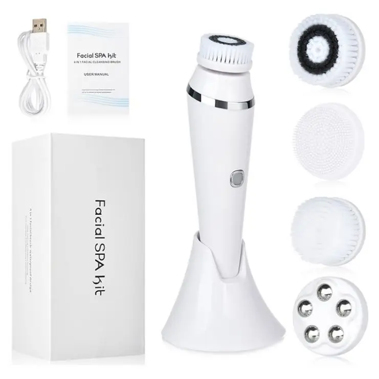 High Frequency Rechargeable  Deep Cleansing Vibrating Skin Care Set Sonic Facial Cleanser Electric Silicone Face Cleaning Brush