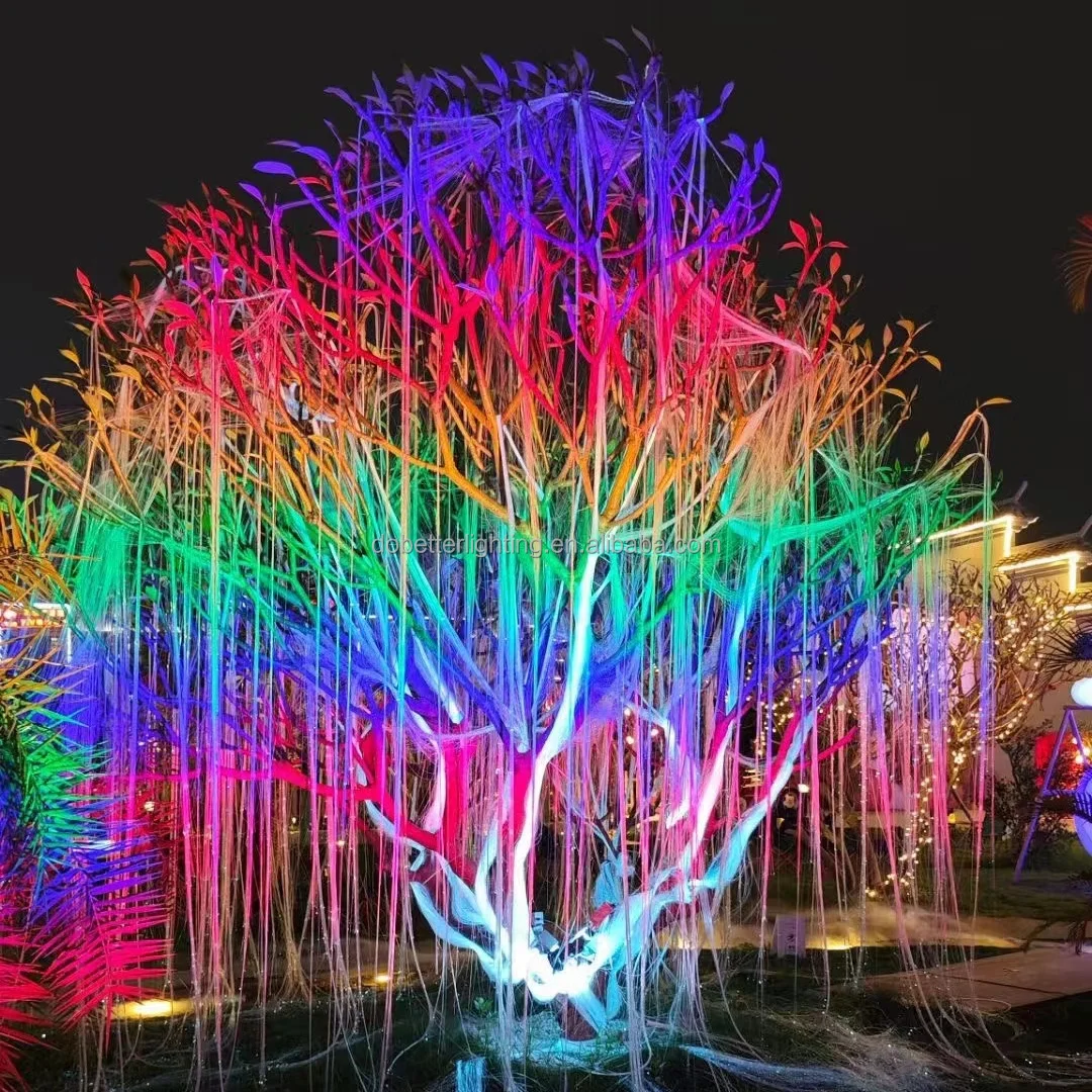 Outdoor decoration tree rainbow RGB floodlight, artificial decoration tiara coconut lighted palm tree light/50W R/G/B color
