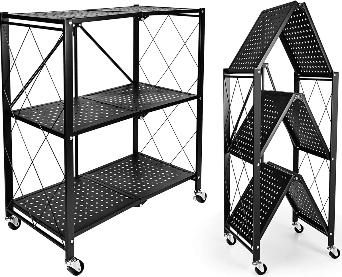 Mobile foldable shelving storage rack shelves for office kitchen bedroom bathroom