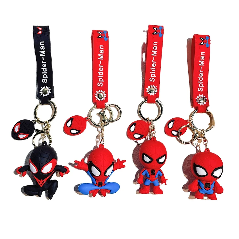 Cartoon 3D Keychain Marvel Key Chains Anime Keychain Movie Doll Hero SpidermanPendant Anime Keyring Soft PVC Car Pendant