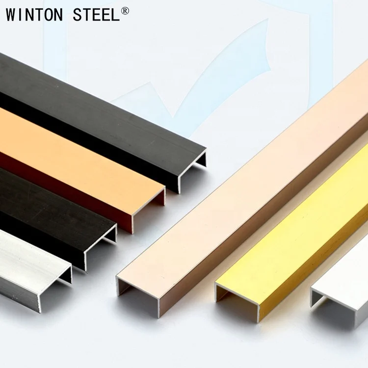 U Profile Edge Border Shaped Stainless Steel Decorative Strips Stainless Steel Ceramic Tile Trim For Wall Corner