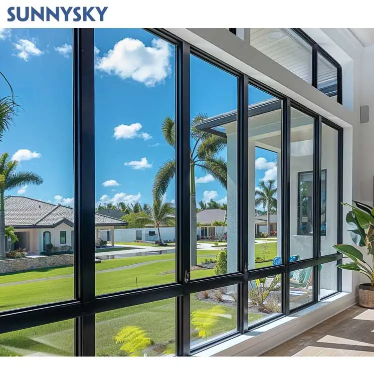 Sunnysky Aluminum Arched Fixed Window Customization Design Double Glazed Window with Glass Casement Aluminum Europe Style Window