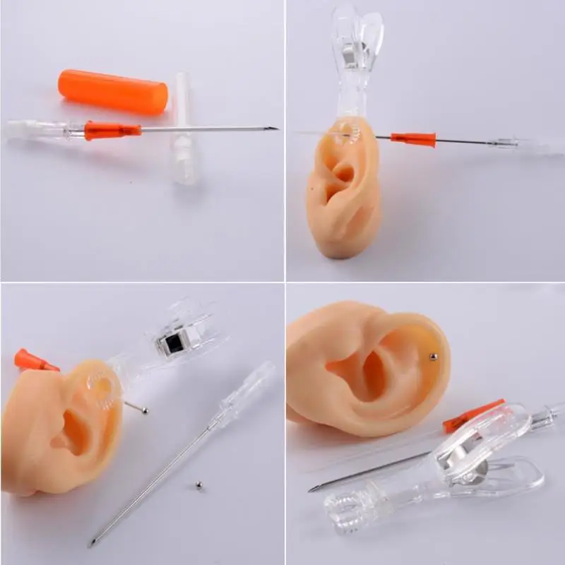 Stainless steel body piercing kit belly lip nose ear nipple piercing jewelry tools 14G 16G 18G 20G piercing needles sterilized
