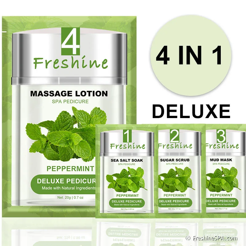Mint Pedi In A Box Deluxe 4 Step Oem Pedicure Spa 4 In 1 Set Foot Spa Pedicure Scrub Lotion Kit Mentol Lotion For Pedicure