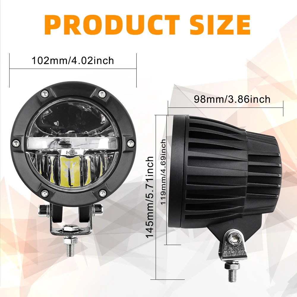 4x4 Accessories Spot Auxiliary 50W Offroad Truck Bumper High Low Beam White Yellow Lighting 4 inch Round Car Led Driving Light