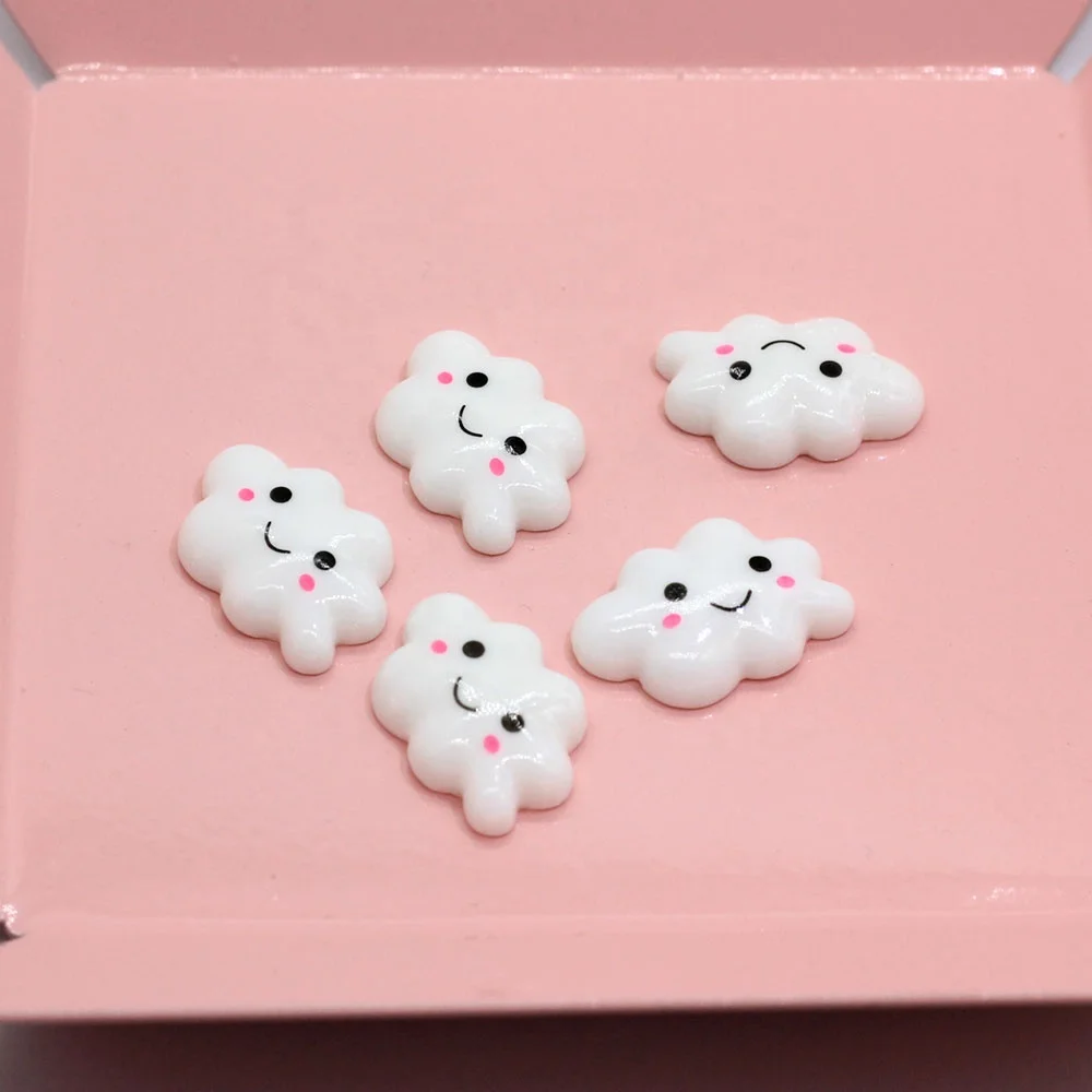 
Cute 100pcs White Smile Cloud Resin Flack Back Cabochon Art Supply Decoration Charm DIY Accessories Small Craft 