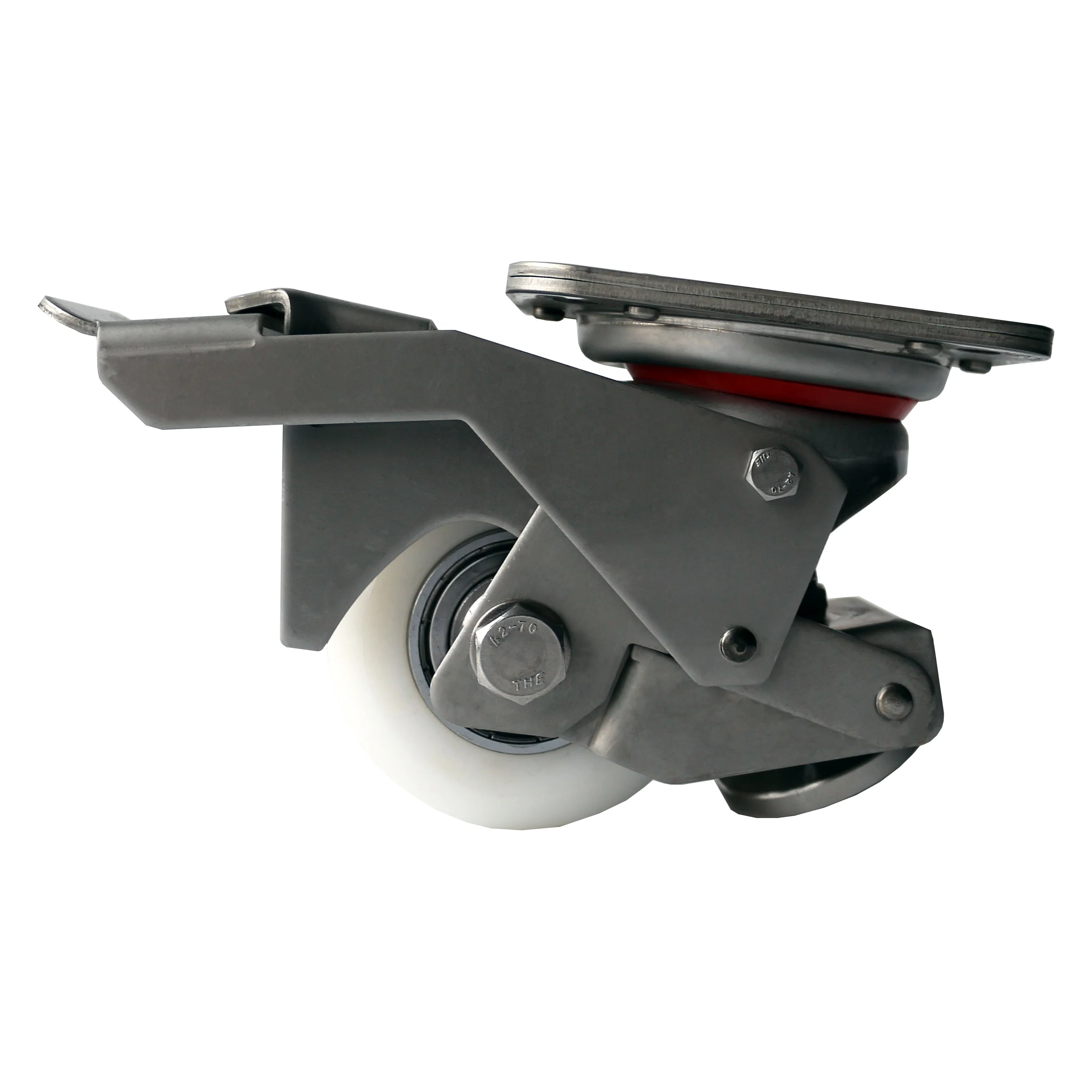 SS foot operated heavy duty retractable caster wheels leveling castor wheels 75mm 80mm option