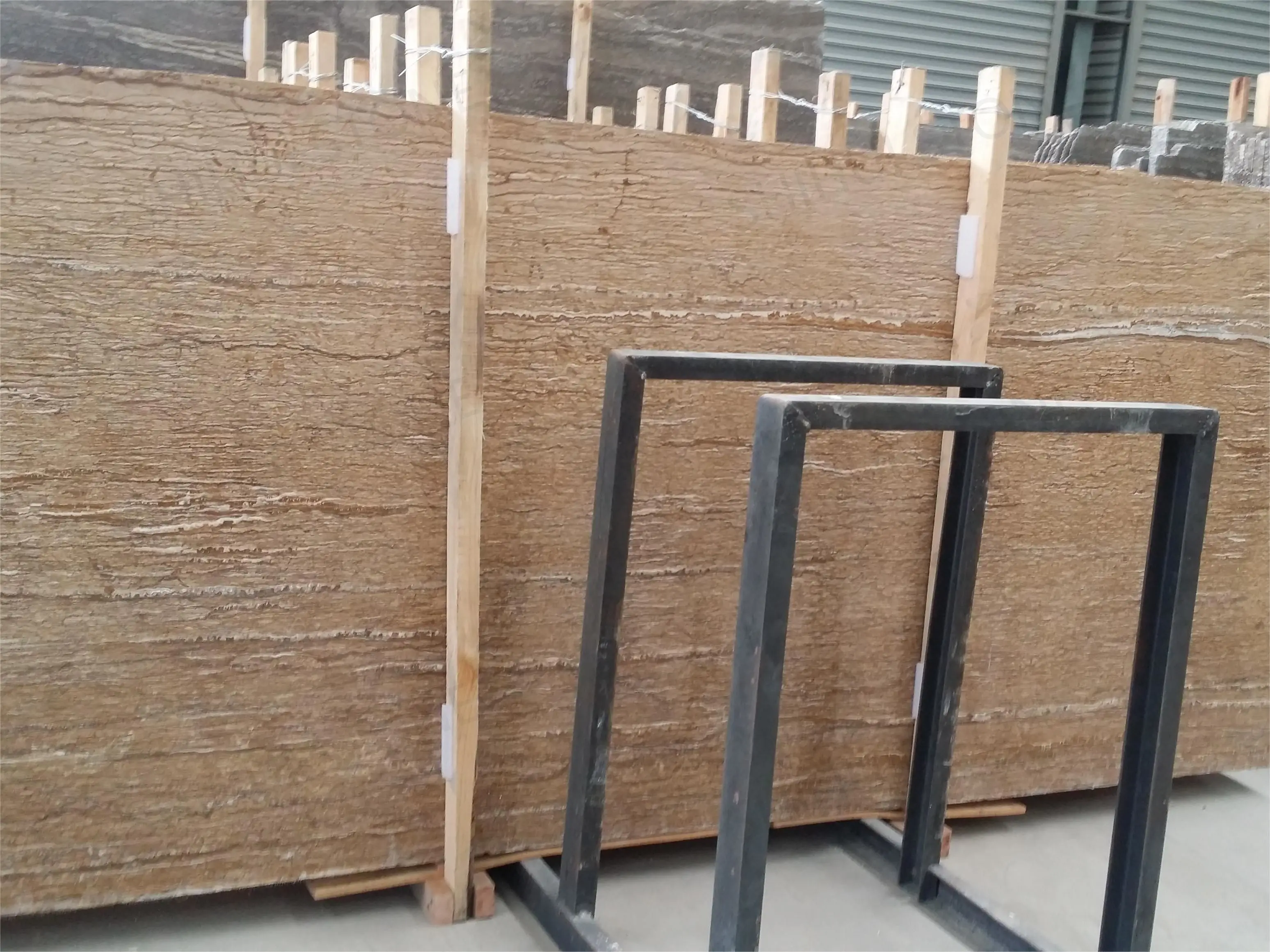 SHIHUI Factory-Sourced Travertine Slab Modern Polished Hotels Stone with Brown Vein Cut Honed Hot Selling for Wholesales