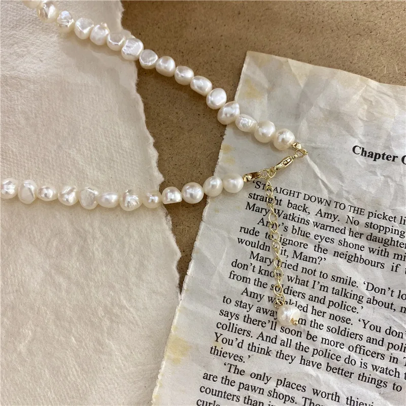 Handmade Buddha Gold Chain Choker Baroque Natural Freshwater Pearl Bracelet Necklace For Women As Mother Gift