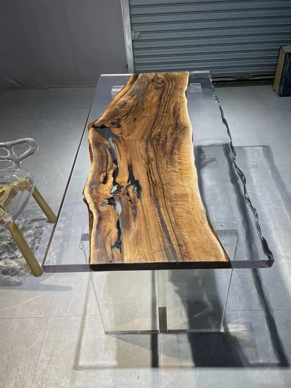 Factory Wholesale Custom Epoxy Wood Dining Table  Resin River Wood Slab Table For Dining Room Furniture And Office Furniture