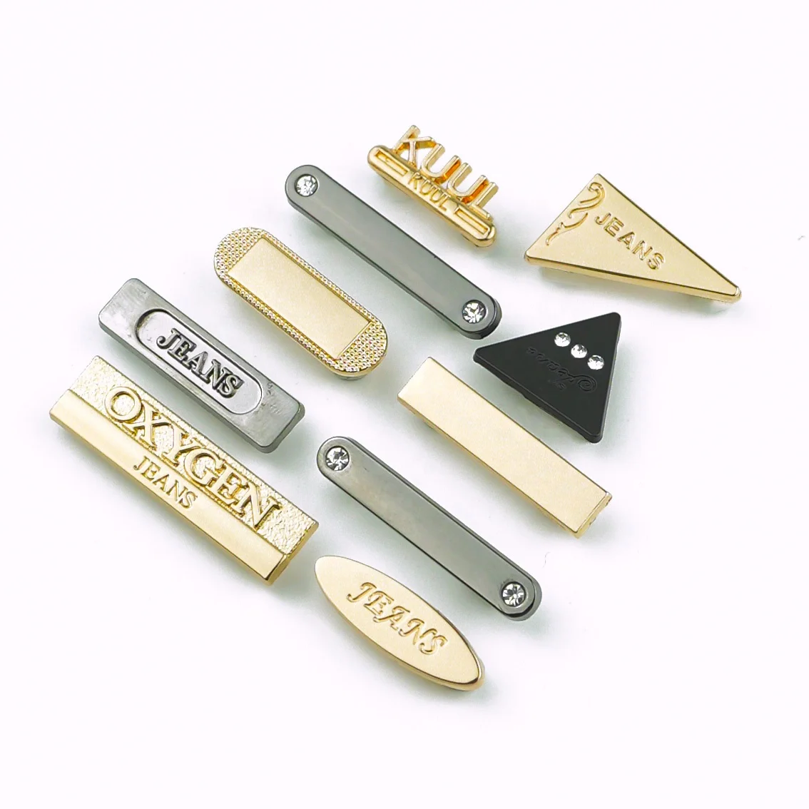 JinYi Hardware OEM ODM от производителя, дизайн логотипа бренда, металлическая этикетка из цинкового сплава для одежды