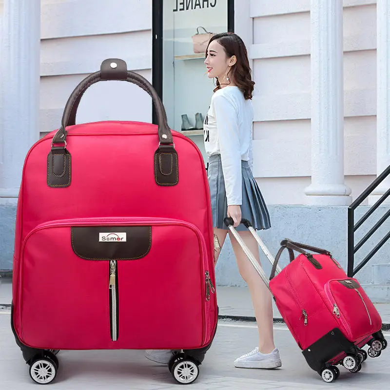 High Quality Suitcases Travel Oxford Cloth Zipper Wheeled Portable Cabin Trolley Hand Luggage Bag