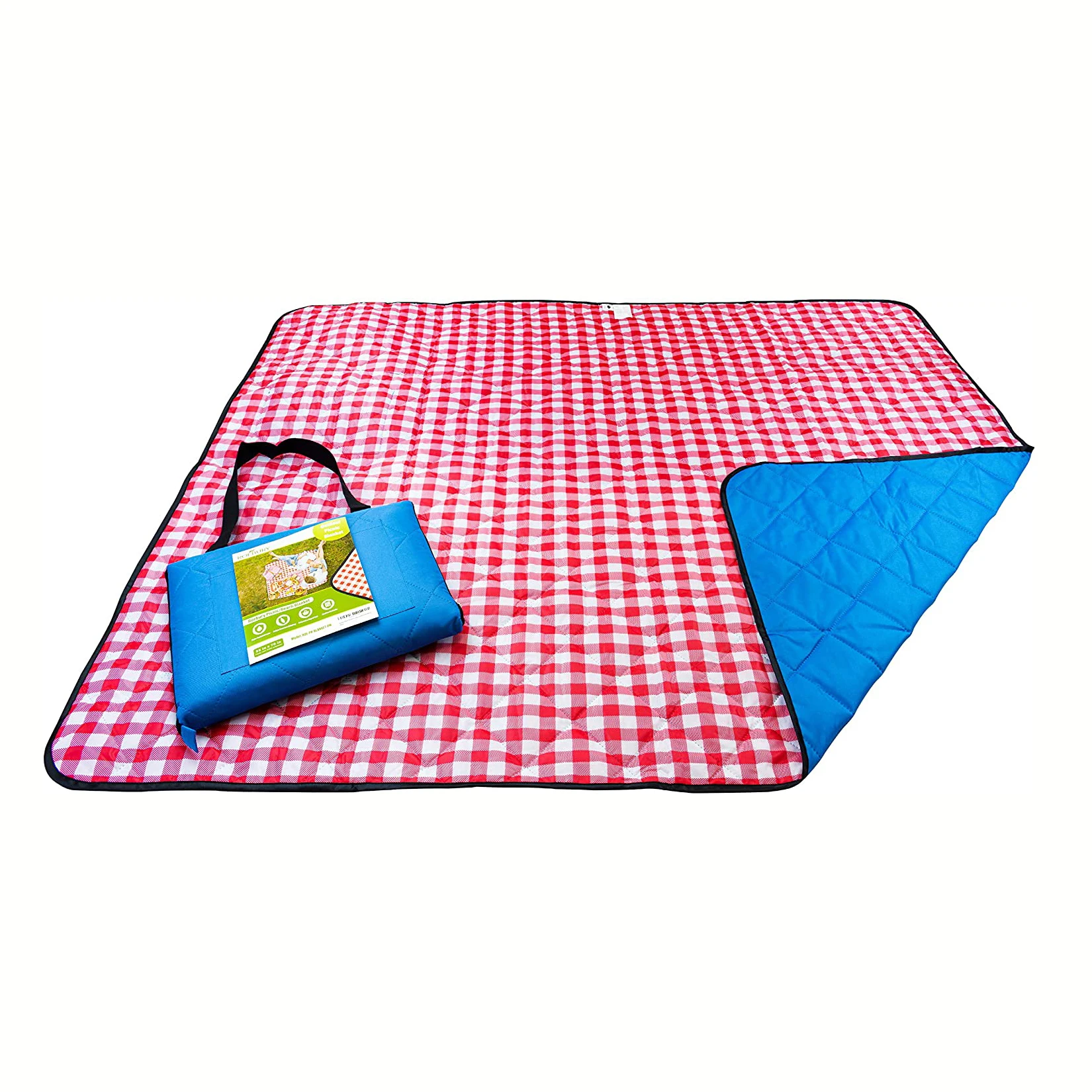 Portable Outdoor Camping Picnic Mats Soft Warm Fleece Oxford Nylon Fabric Waterproof Travel Blanket with Zipper Bag