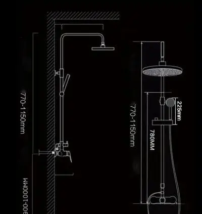 Matte Black Stainless Steel Wall Mounted Square Top Spray Hot Cold Shower Faucet Set Bath Mixer for Bathroom