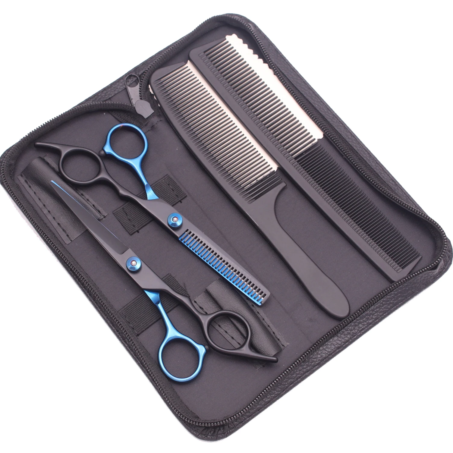 Hairdressing Scissors 6' Japan Stainless Black Hair Cutting Scissors Thinning Shears Hair Scissors Haircut Set Combs C1001