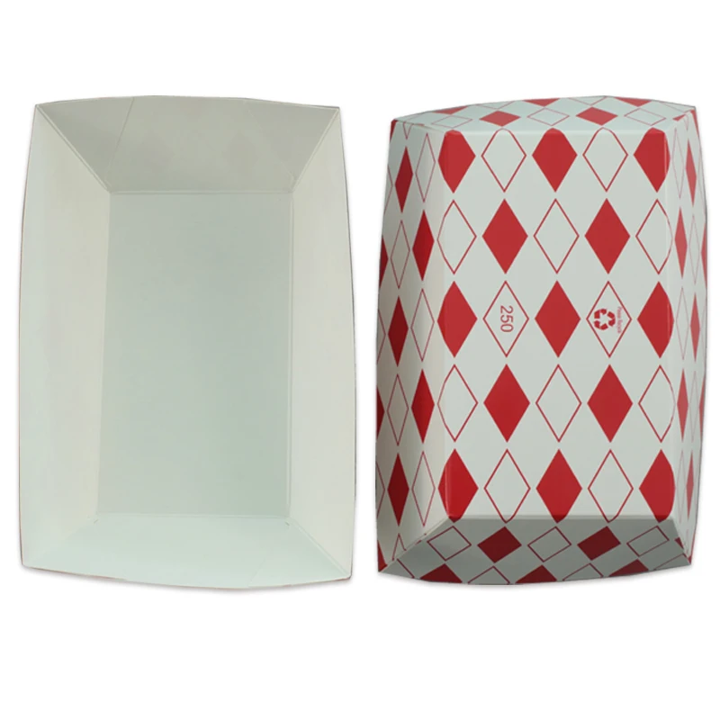 Carnival Durable Coated Paperboard Basket Grease Resistant 3 Lb Concession Stand Treats Hot Dogs Ice Cream Paper Food Trays