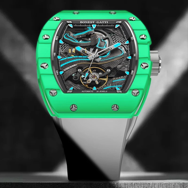 Bonest Gatti The Great Wall Design Carbon Fiber Men Luxury Automatic Wristwatch