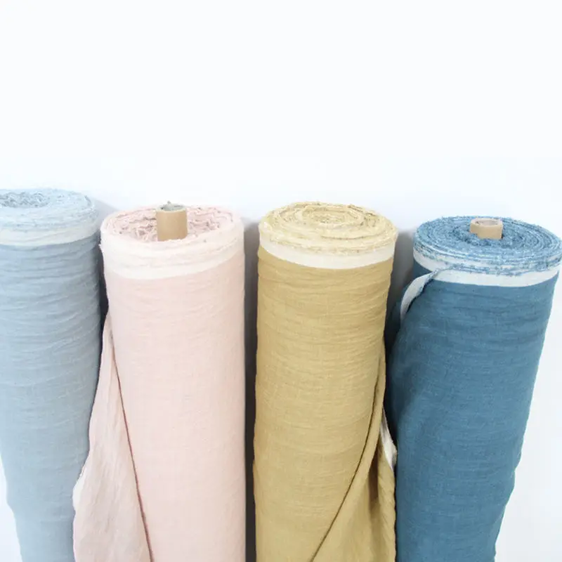 Stone washed Linen gauze fabrics with soft hand feel