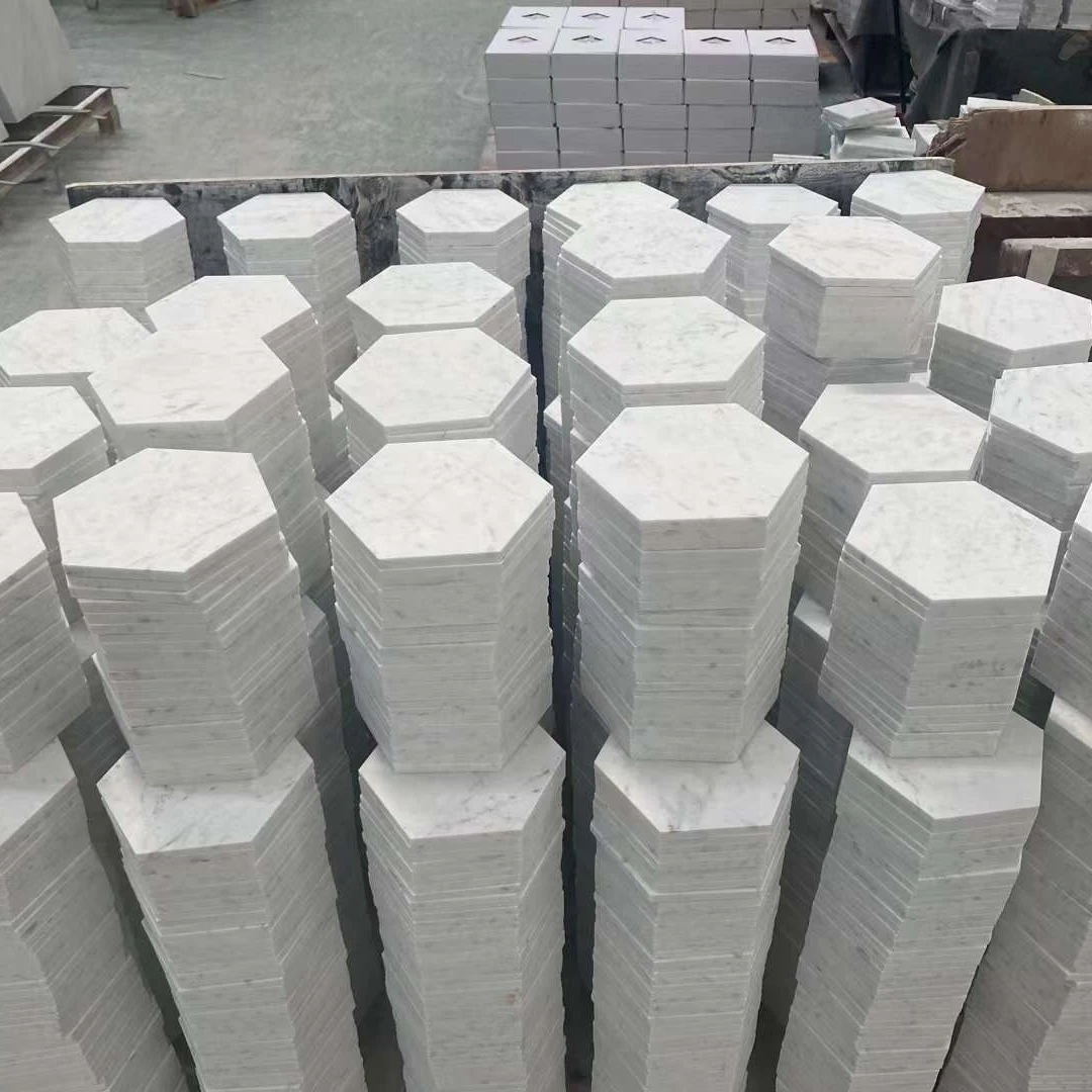 White Natural Marble Tiles Customized Hexagon Carrara White Marble Tiles for Walls and Floors