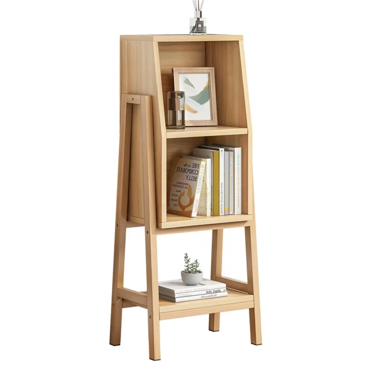 Nordic bedside shelf floor-to-ceiling bookshelf storage cabinet living room bedroom solid wood side cabinet simple