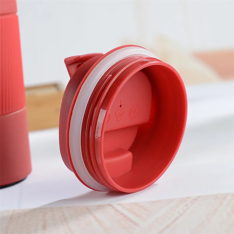New Arrival Rubber Handle Double Layer Stainless Steel Portable Insulated Thermos Custom Printed Coffee Mugs With Plastic Lid
