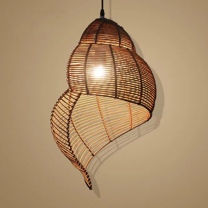 Southeast Asia field snail design rattan chandelier pendant lamp