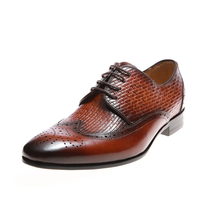 Тонкие Вощеные туфли кружева в Италии мужские из натуральной кожи для мужчин