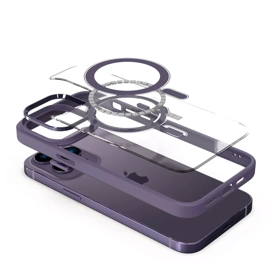 New Arrival Deep Purple TPU PC back cover Wireless Charging Magnet Mobile Phone Case for iphone 14 Pro Max